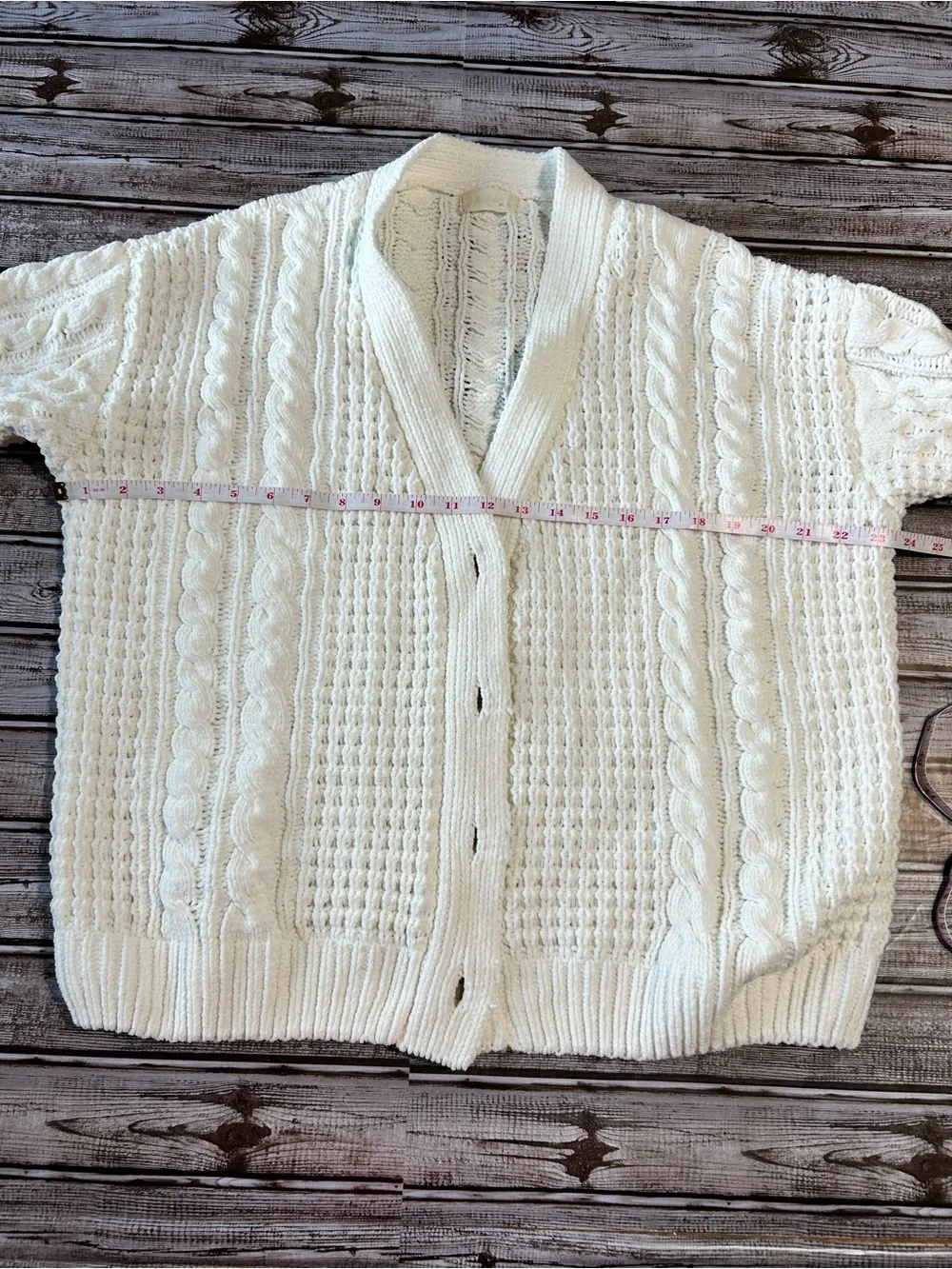 Altar'd State Ivory Cable Knit Button Cardigan - Picture 4 of 6